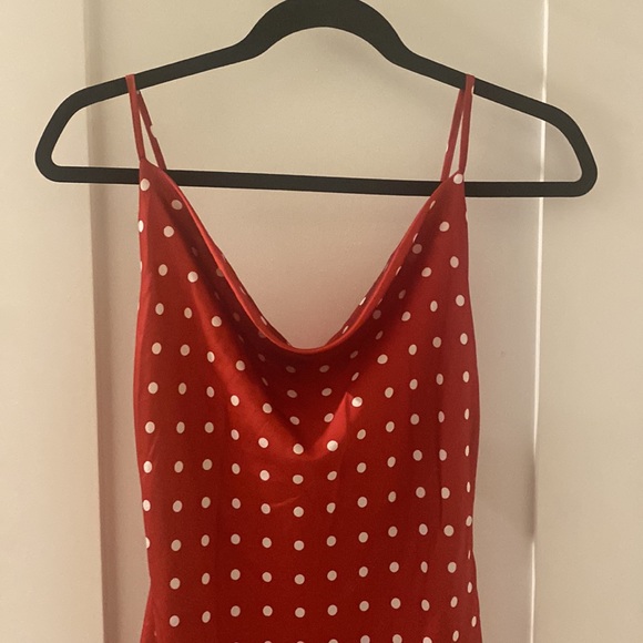 Red Polka Dot Midi Dress - Picture 2 of 4